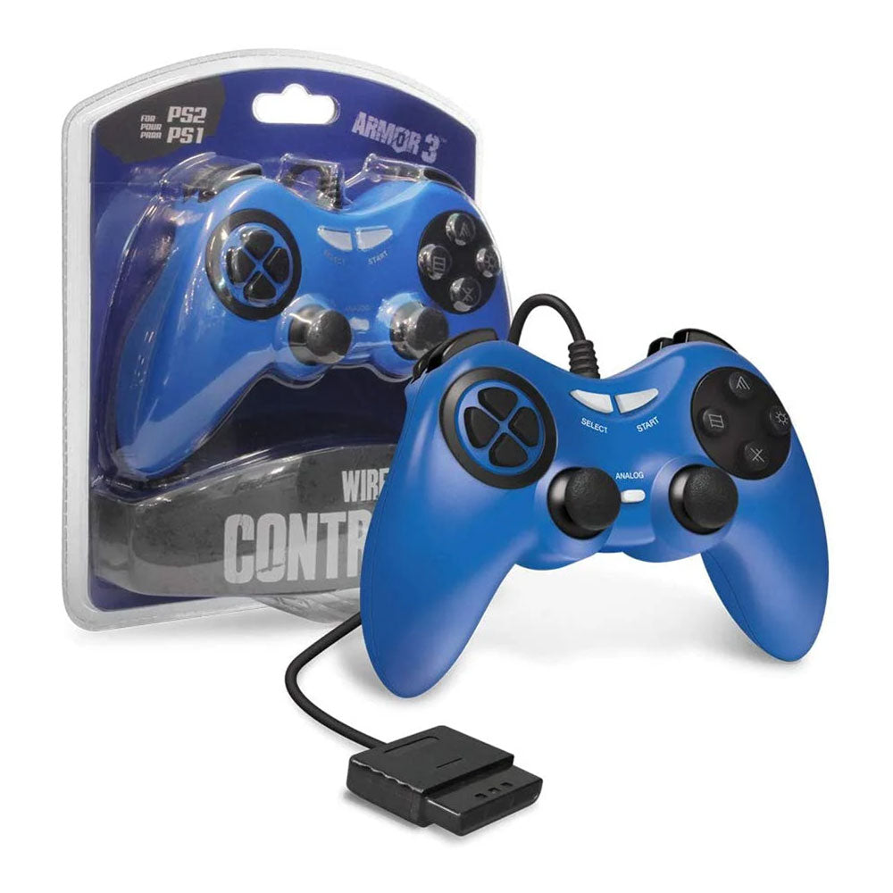 ARMOR3 WIRED PS2 GAME CONTROLLER | BLUE | PS2